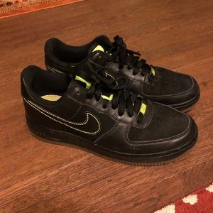 black and neon green air force ones